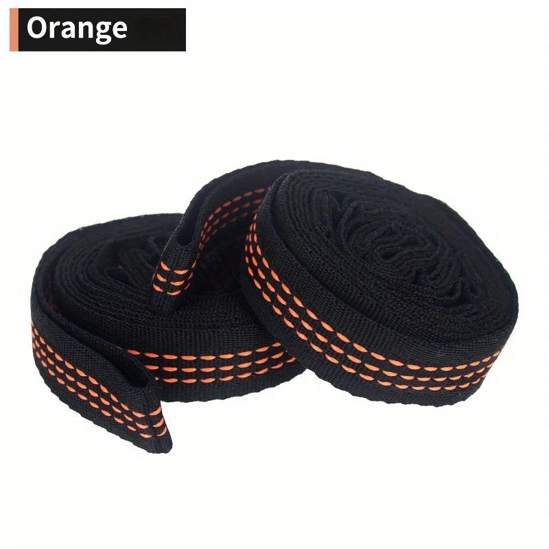 Correias De Poliéster Reforçado Para Acampamento AO Ar Livre Black Hammock Straps 5 Ring Alta Carga-rolamento Farpado 2pcs