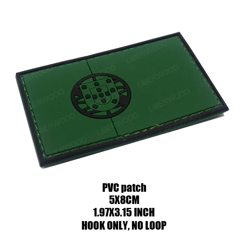 LIBERWOOD Portugal Flag PVC Rubber Embroidery Patch Blue Line Army Badge Tactical Emblem Backpack Applique