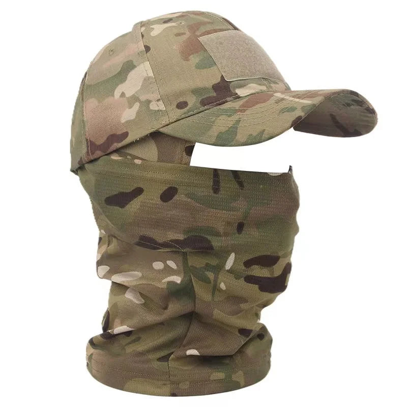 Camo Tactical Baseball Cap Outdoor Fishing Hiking Hunting Sports Caps Sunscreen Breathable Camouflage Balaclava Half Ski Mask