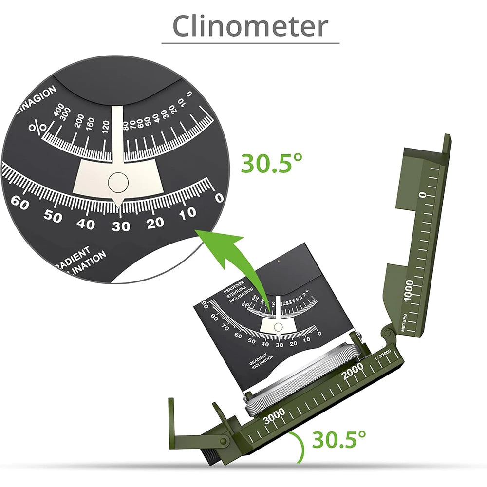 Mulitifunctional High Precision Outdoor Survival Military Compass Camping Waterproof Metal with Fluorescent Geological Compass
