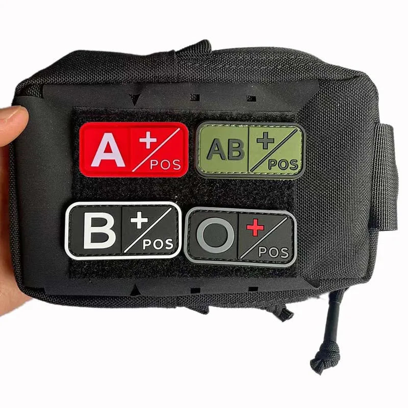 Small Patch with Hook,PVC Blood Type A B AB O POS NEG Emblemen,Patches Military Tactical Badges on Backpack,Outdoor Equipment