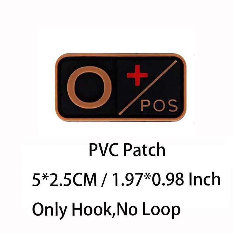 Small Patch with Hook,PVC Blood Type A B AB O POS NEG Emblemen,Patches Military Tactical Badges on Backpack,Outdoor Equipment
