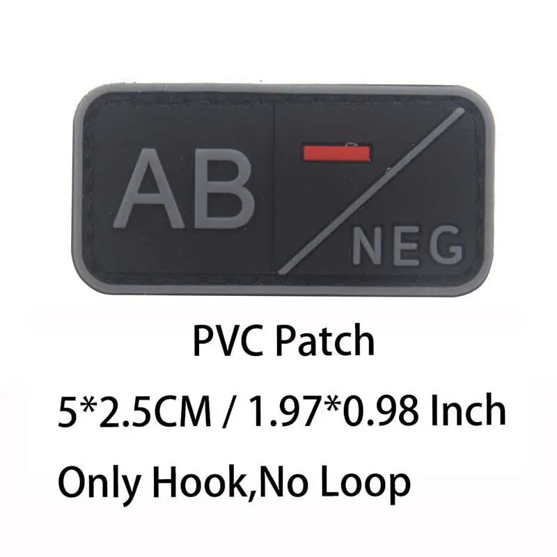 Small Patch with Hook,PVC Blood Type A B AB O POS NEG Emblemen,Patches Military Tactical Badges on Backpack,Outdoor Equipment