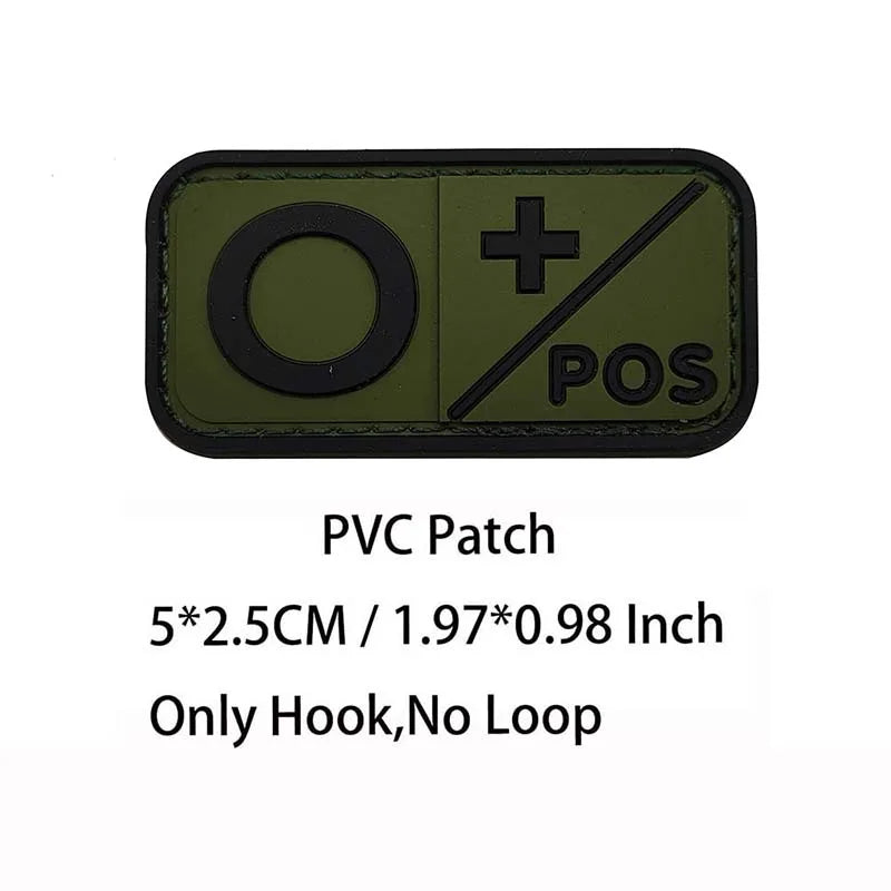 Small Patch with Hook,PVC Blood Type A B AB O POS NEG Emblemen,Patches Military Tactical Badges on Backpack,Outdoor Equipment