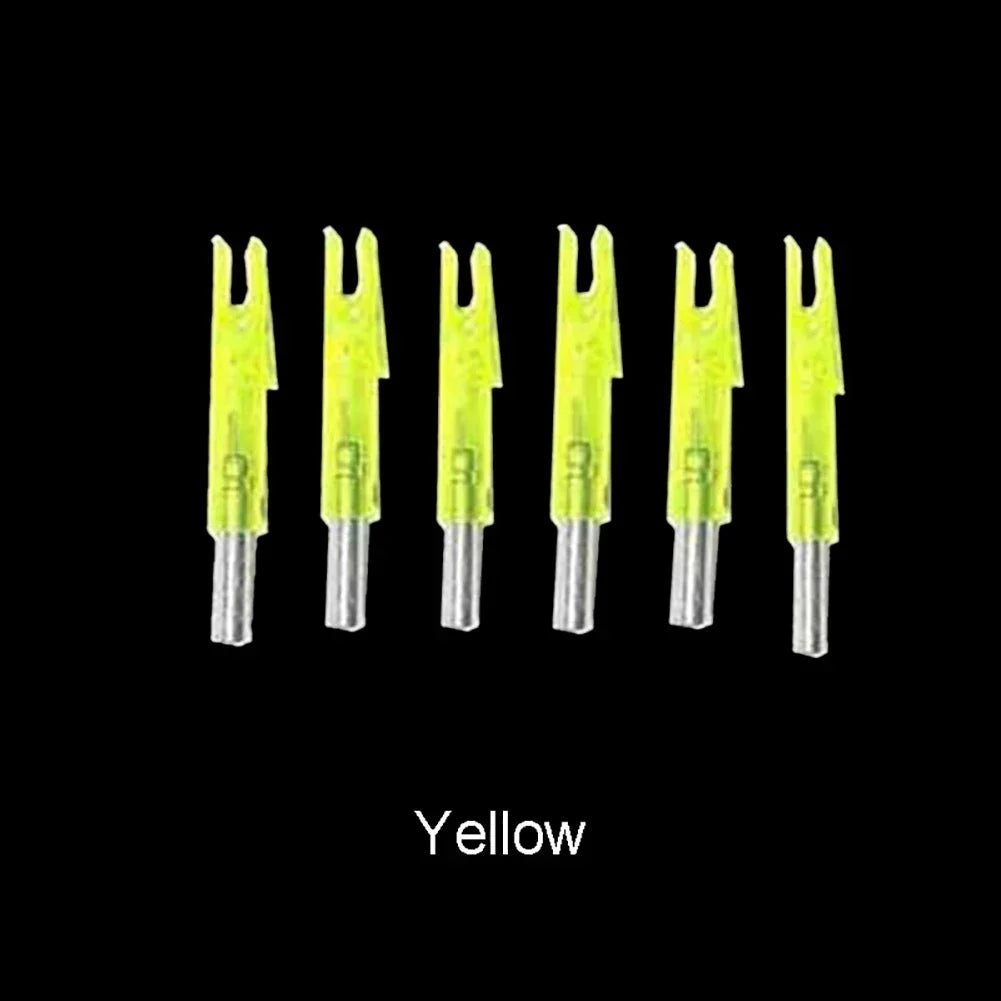 6pcs Hunting Shooting Luminous Lighted Compound Bow LED Glowing Arrow Nock Tail Fit 6.2mm Arrow Shaft
