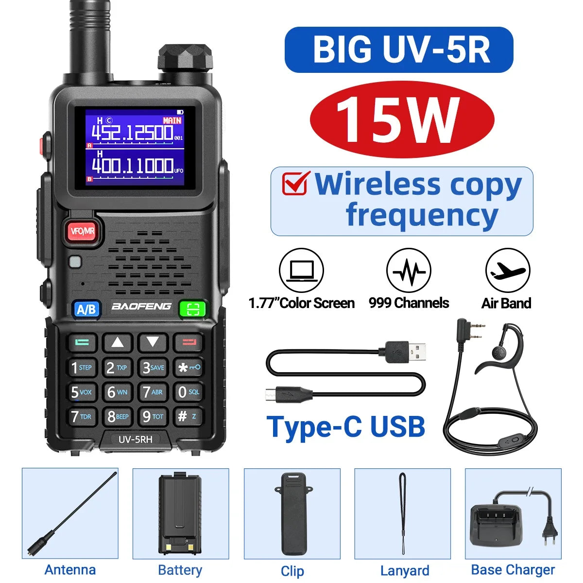 Baofeng UV 5RH 10W Air Band Walkie Talkie Long Range