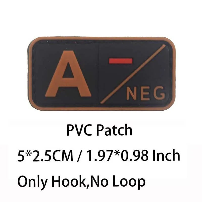 Small Patch with Hook,PVC Blood Type A B AB O POS NEG Emblemen,Patches Military Tactical Badges on Backpack,Outdoor Equipment