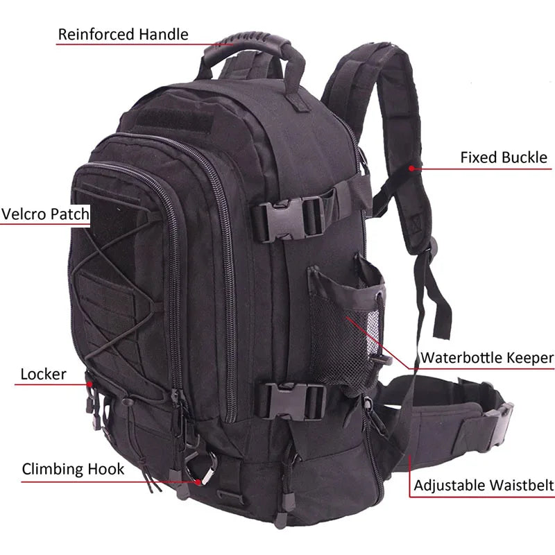 Mochila militar com capacidade para 60kg