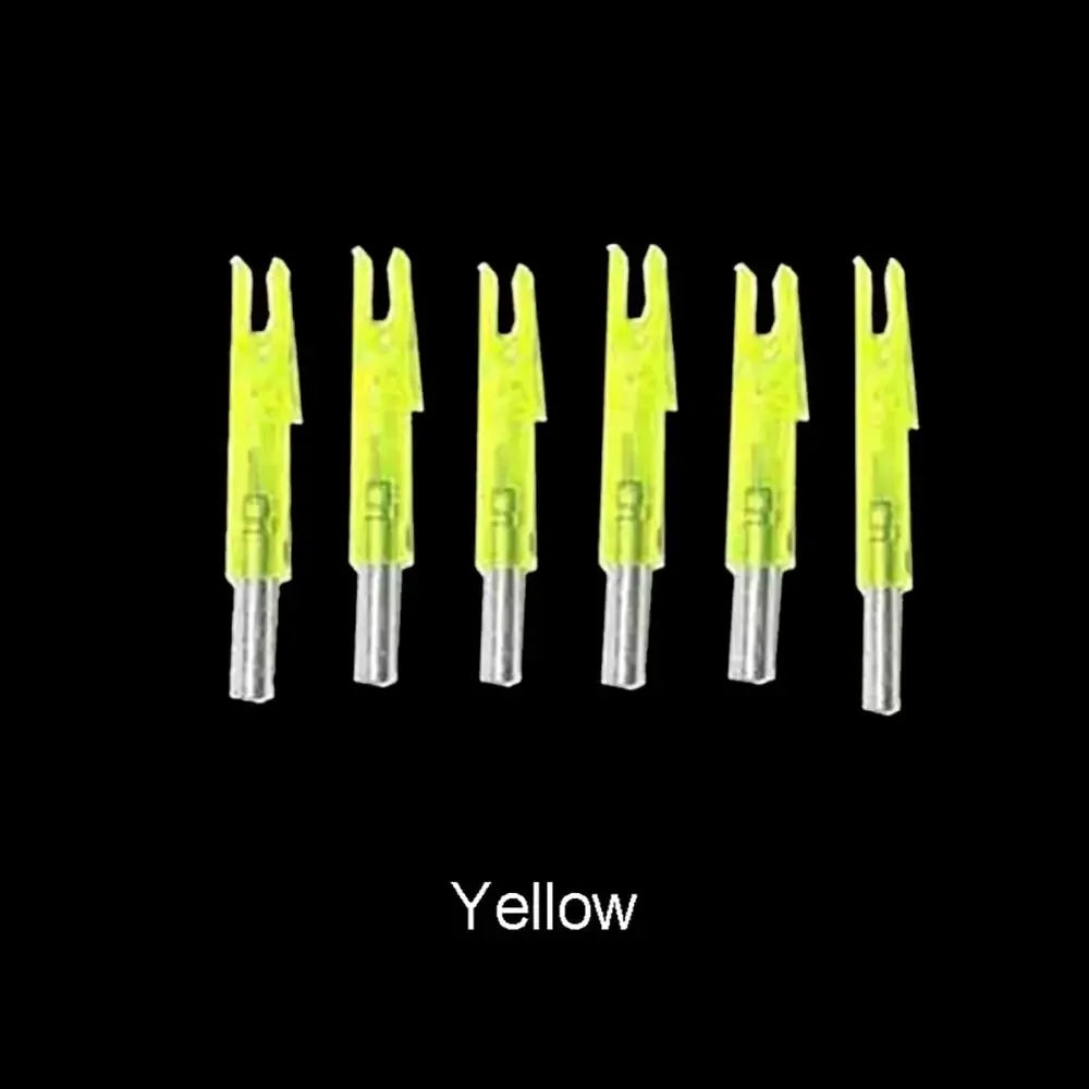 6pcs Hunting Shooting Luminous Lighted Compound Bow LED Glowing Arrow Nock Tail Fit 6.2mm Arrow Shaft