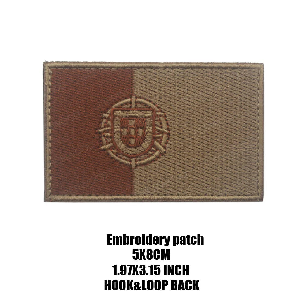 LIBERWOOD Portugal Flag PVC Rubber Embroidery Patch Blue Line Army Badge Tactical Emblem Backpack Applique