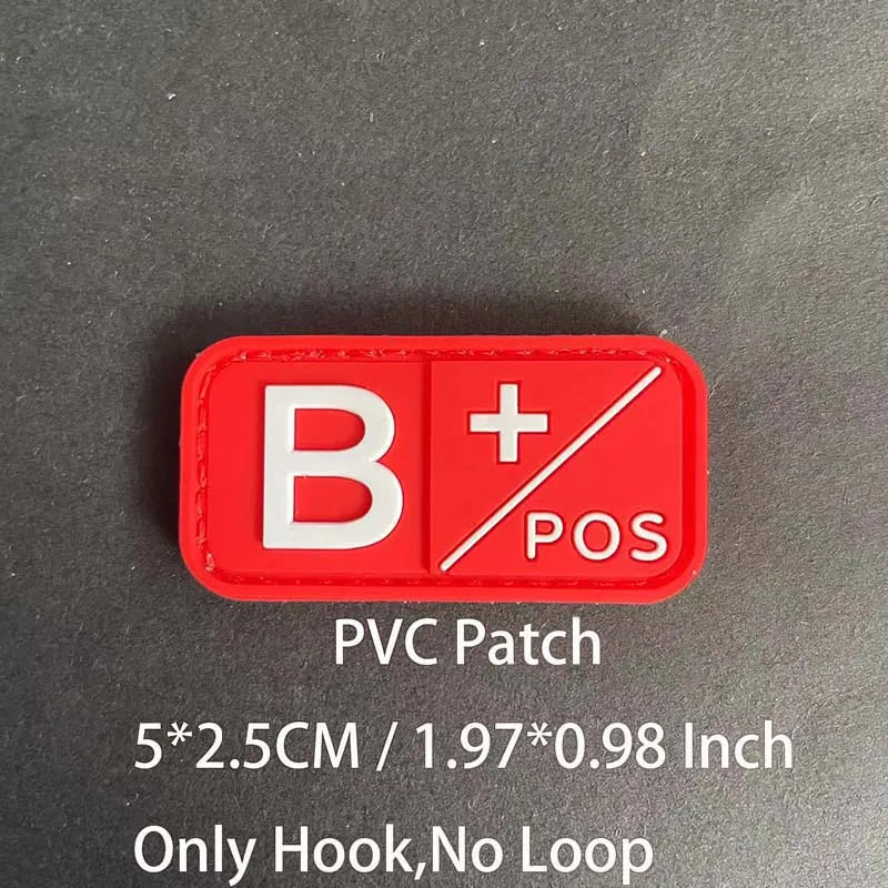 Small Patch with Hook,PVC Blood Type A B AB O POS NEG Emblemen,Patches Military Tactical Badges on Backpack,Outdoor Equipment
