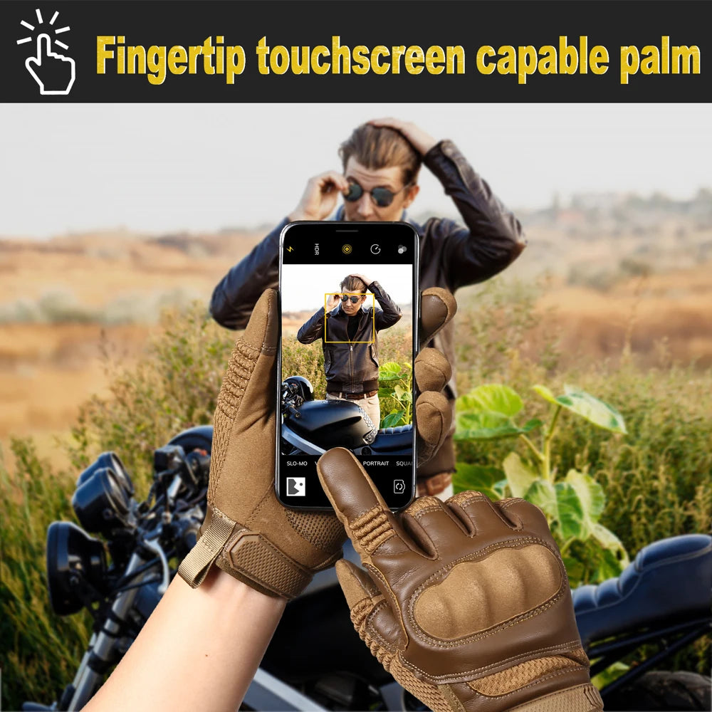 Touchscreen PU Leather Motorcycle Full Finger Gloves Racing Pit Bike Riding Motorbike Moto Motocross Enduro Non-slip Protective