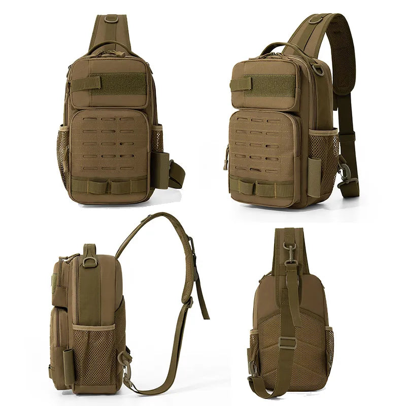 Tactical Climbing Chest Bag Backpack Accessories Lure Outdoor Fishing Camping Hiking Bag with Rod Holder Men Molle Fanny Pack