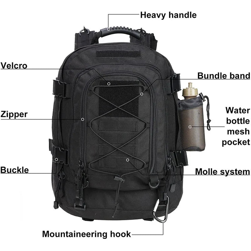 Mochila militar com capacidade para 60kg