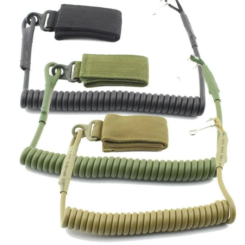 Elastic Lanyard Rope Tactical Anti-lost Spring Safety Strap Gun Rope For Key Ring Chain Flashlight Hunting Accessories