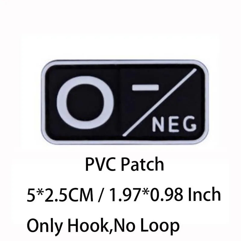 Small Patch with Hook,PVC Blood Type A B AB O POS NEG Emblemen,Patches Military Tactical Badges on Backpack,Outdoor Equipment