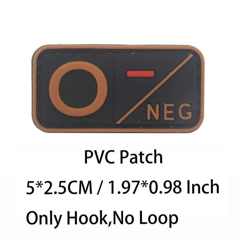 Small Patch with Hook,PVC Blood Type A B AB O POS NEG Emblemen,Patches Military Tactical Badges on Backpack,Outdoor Equipment