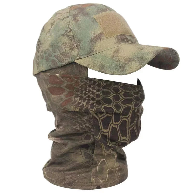 Camo Tactical Baseball Cap Outdoor Fishing Hiking Hunting Sports Caps Sunscreen Breathable Camouflage Balaclava Half Ski Mask