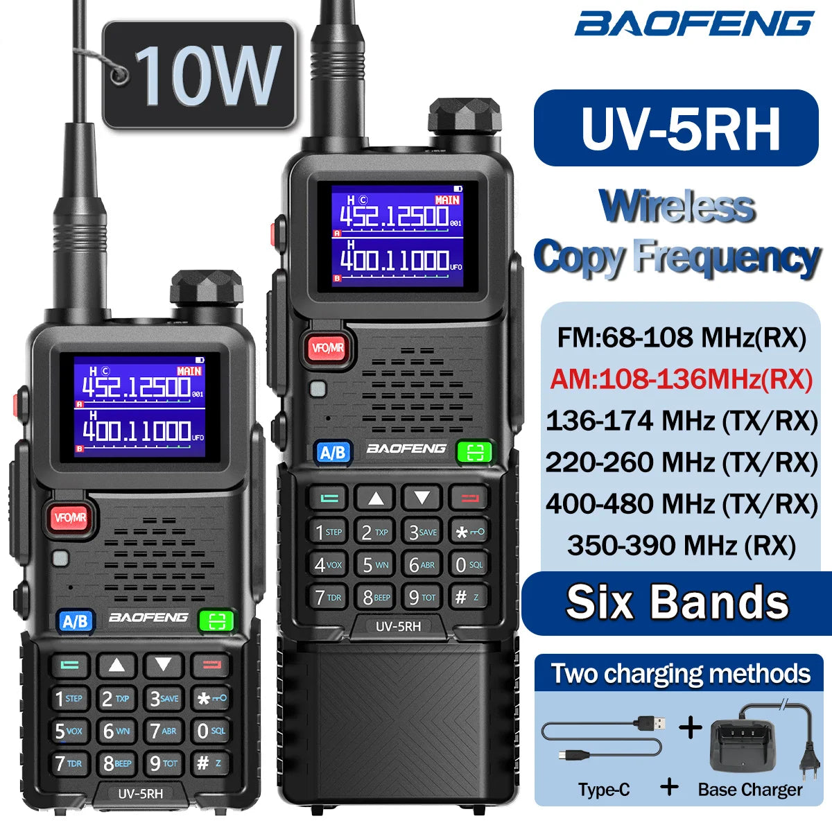 Baofeng UV 5RH 10W Air Band Walkie Talkie Long Range