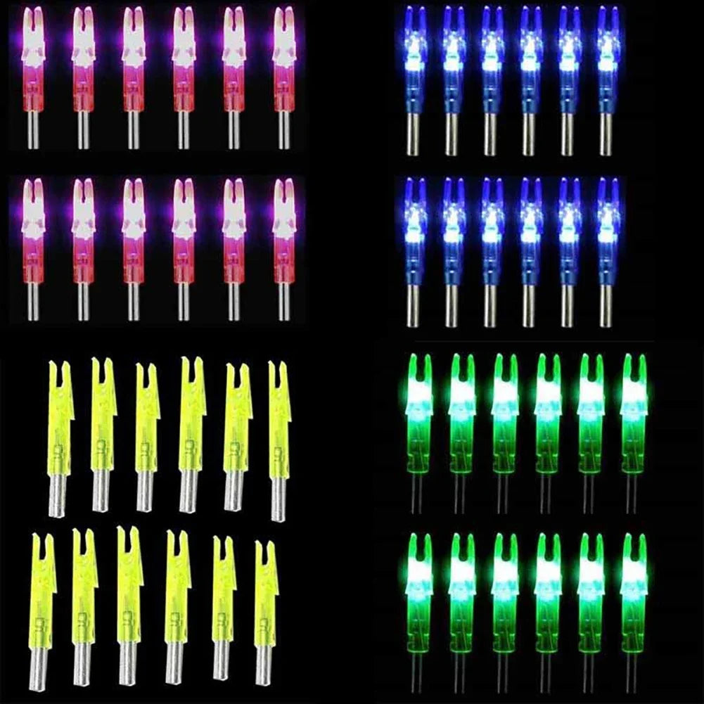 6pcs Hunting Shooting Luminous Lighted Compound Bow LED Glowing Arrow Nock Tail Fit 6.2mm Arrow Shaft