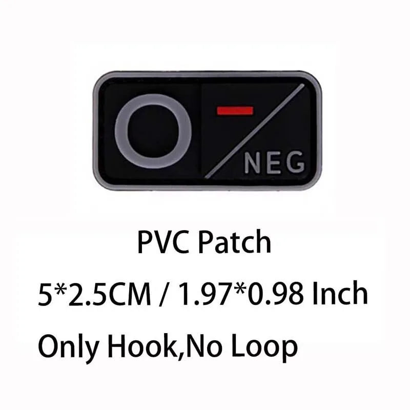 Small Patch with Hook,PVC Blood Type A B AB O POS NEG Emblemen,Patches Military Tactical Badges on Backpack,Outdoor Equipment