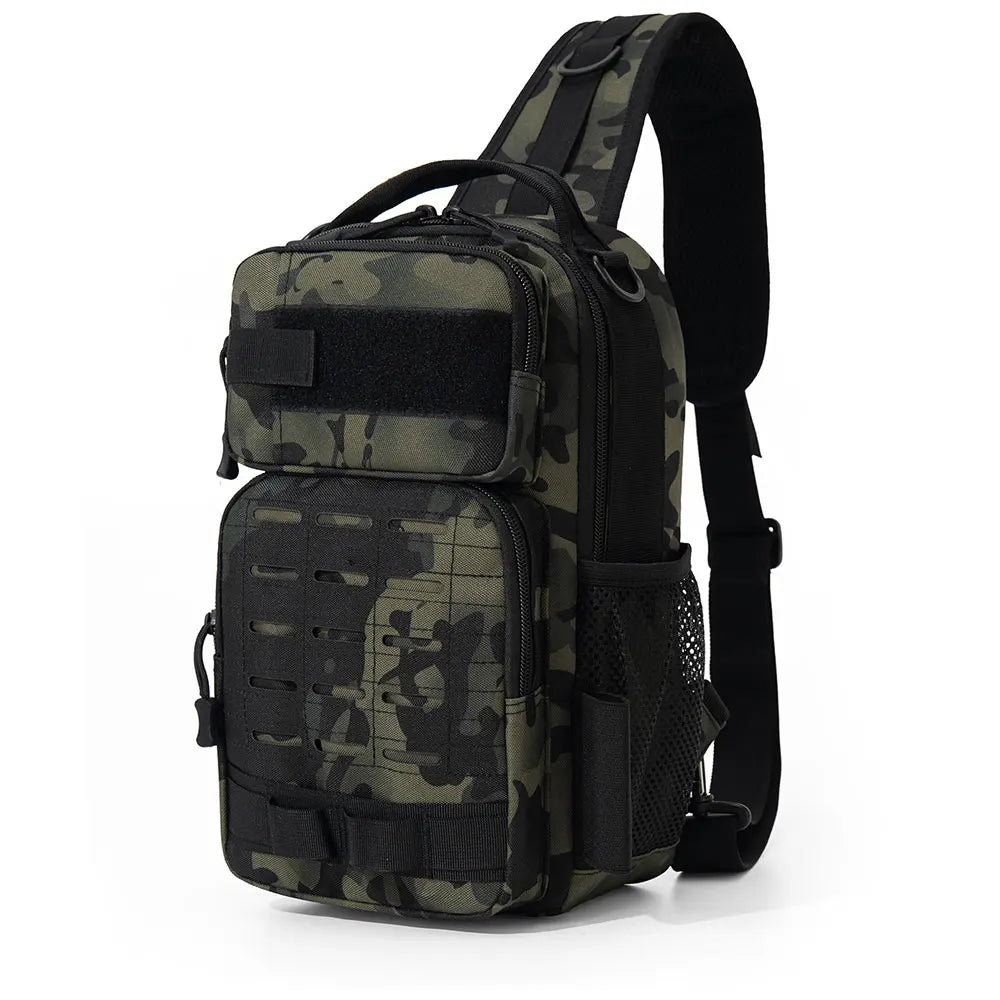 Tactical Climbing Chest Bag Backpack Accessories Lure Outdoor Fishing Camping Hiking Bag with Rod Holder Men Molle Fanny Pack