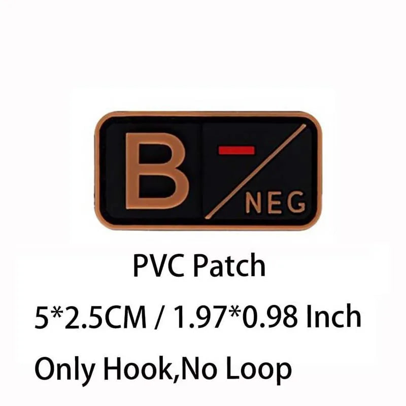 Small Patch with Hook,PVC Blood Type A B AB O POS NEG Emblemen,Patches Military Tactical Badges on Backpack,Outdoor Equipment