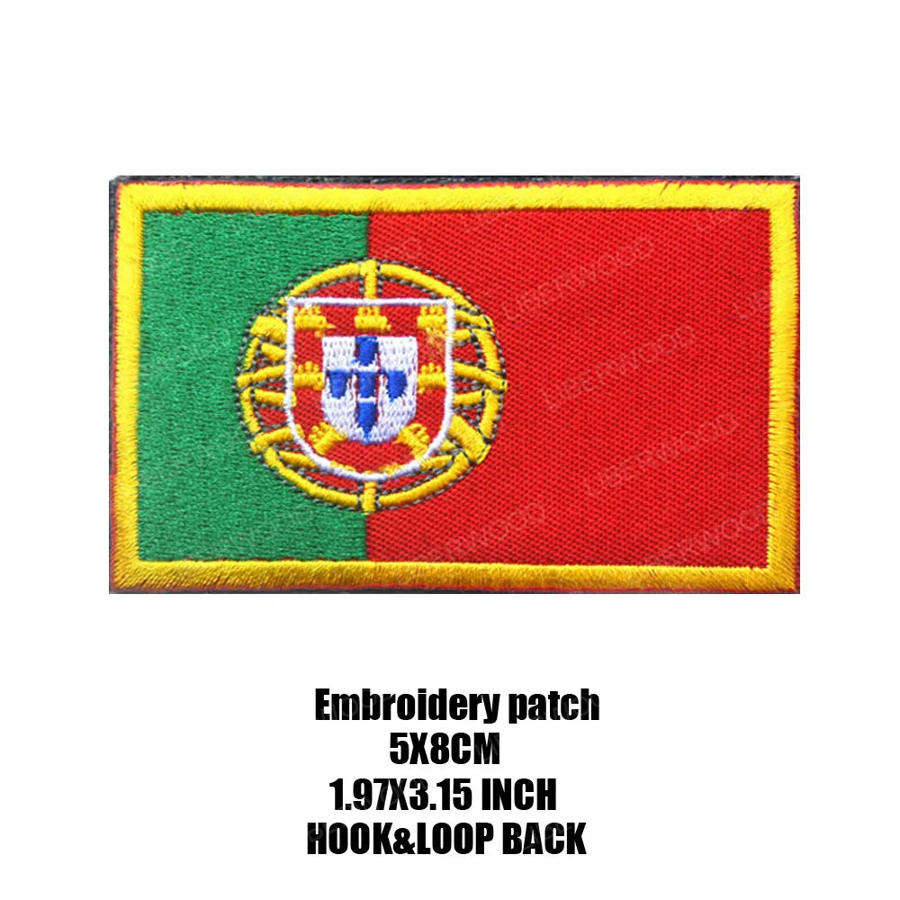LIBERWOOD Portugal Flag PVC Rubber Embroidery Patch Blue Line Army Badge Tactical Emblem Backpack Applique
