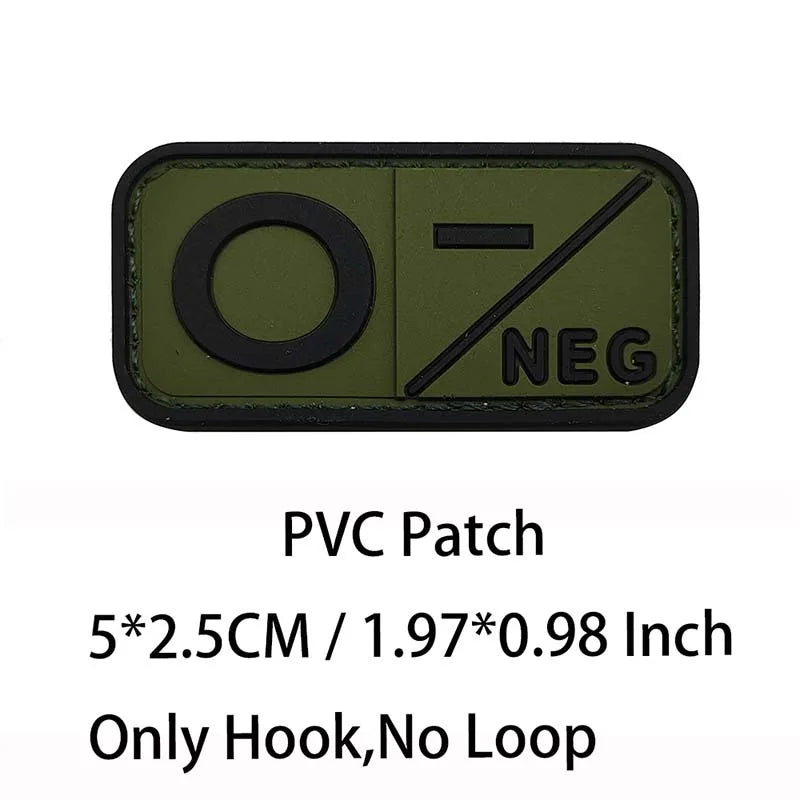 Small Patch with Hook,PVC Blood Type A B AB O POS NEG Emblemen,Patches Military Tactical Badges on Backpack,Outdoor Equipment