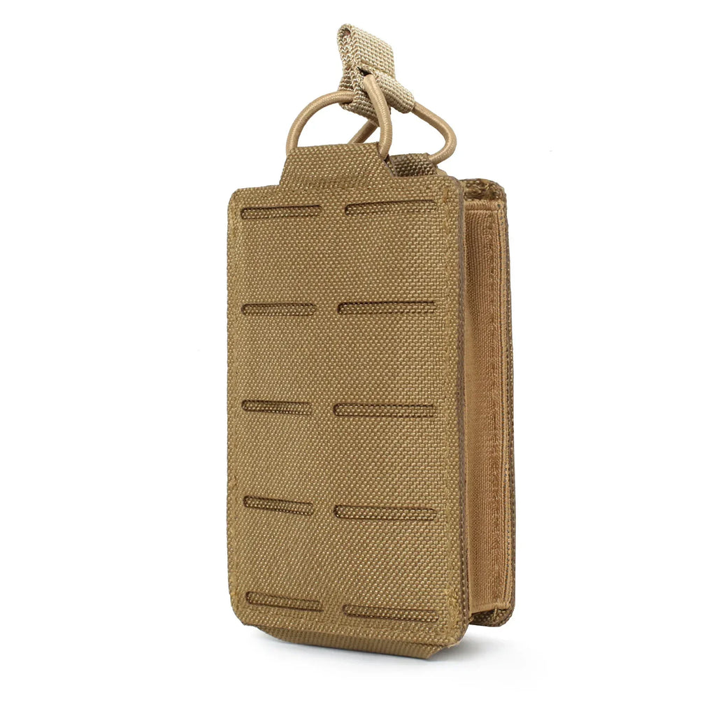 M4 M16 AR15 5.56mm magazine pouch, single magazine holster, MOLLE compatible, EDC waist pouch with laser-cut openings