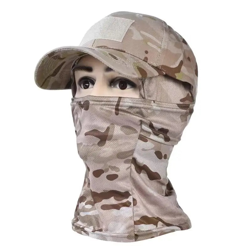 Camo Tactical Baseball Cap Outdoor Fishing Hiking Hunting Sports Caps Sunscreen Breathable Camouflage Balaclava Half Ski Mask