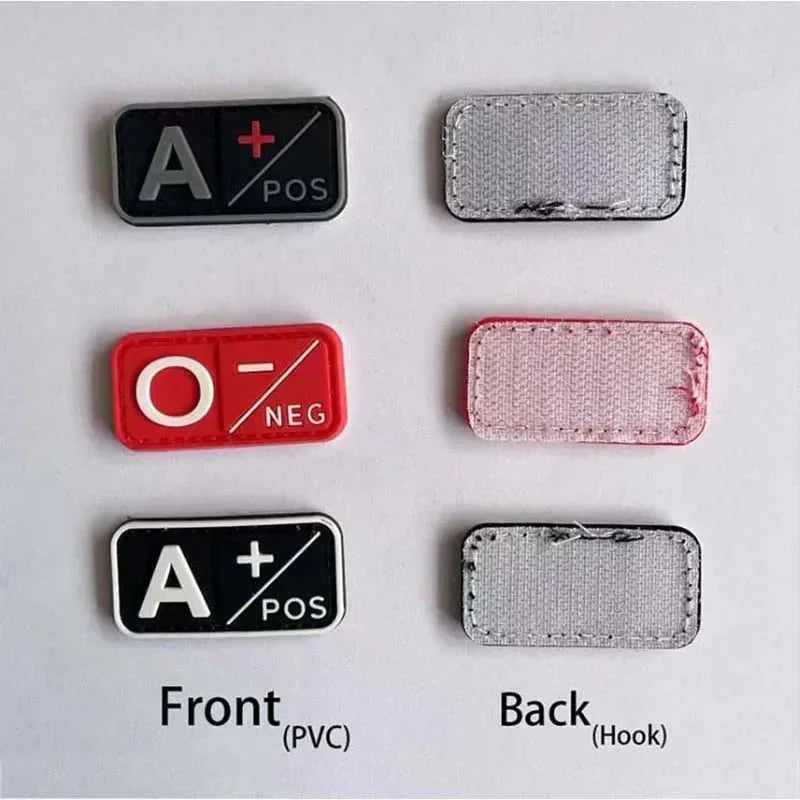Small Patch with Hook,PVC Blood Type A B AB O POS NEG Emblemen,Patches Military Tactical Badges on Backpack,Outdoor Equipment
