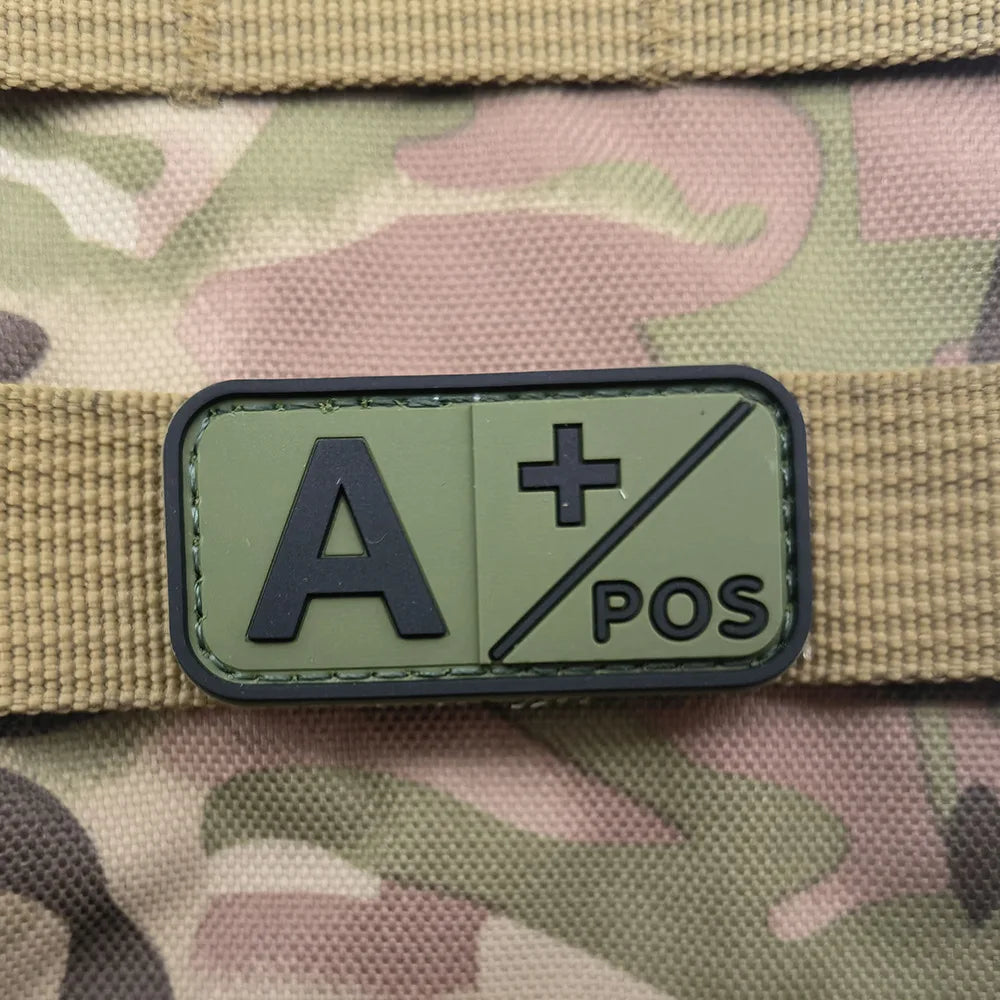 Small Patch with Hook,PVC Blood Type A B AB O POS NEG Emblemen,Patches Military Tactical Badges on Backpack,Outdoor Equipment