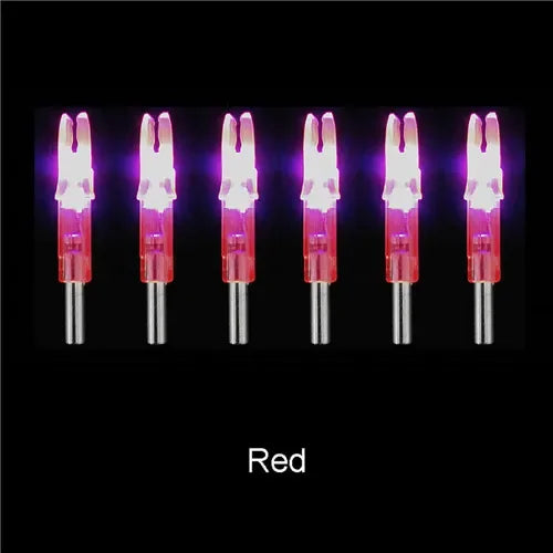 6pcs Hunting Shooting Luminous Lighted Compound Bow LED Glowing Arrow Nock Tail Fit 6.2mm Arrow Shaft