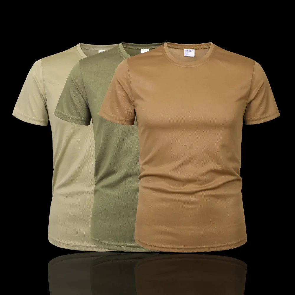 MEGE Brand Clothing Tactical Men's Tee Shirt Round Neck Solid Shirt Short Sleeve Breathable quick-drying Casual Shirt