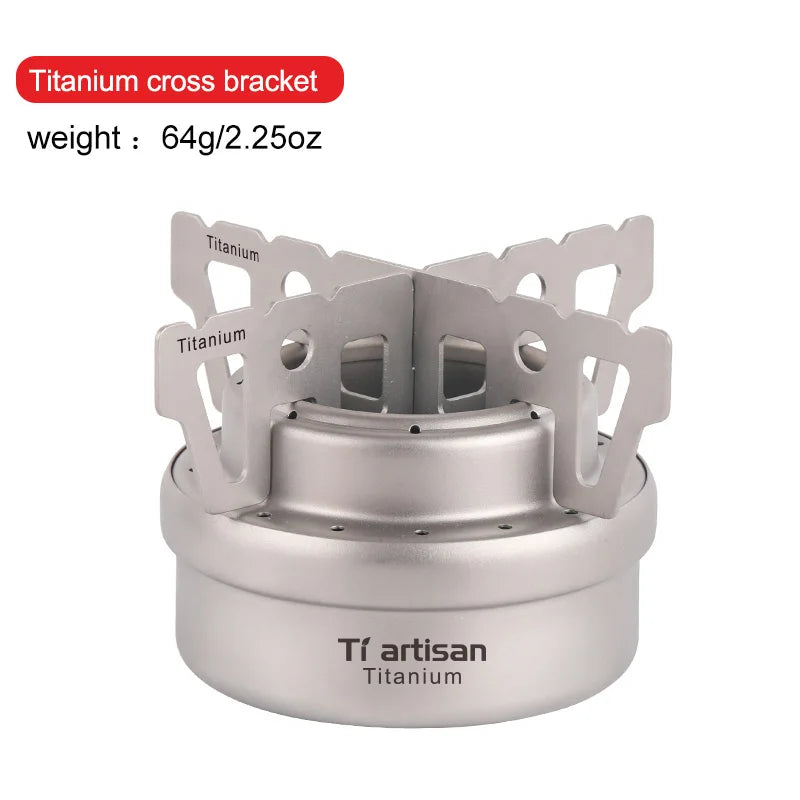 Tiartisan Titanium Ultralight Portable Mini Alcohol Stove Outdoor Camping Liquid/Solid Alcohol Pocket Stove With Cover/Stand
