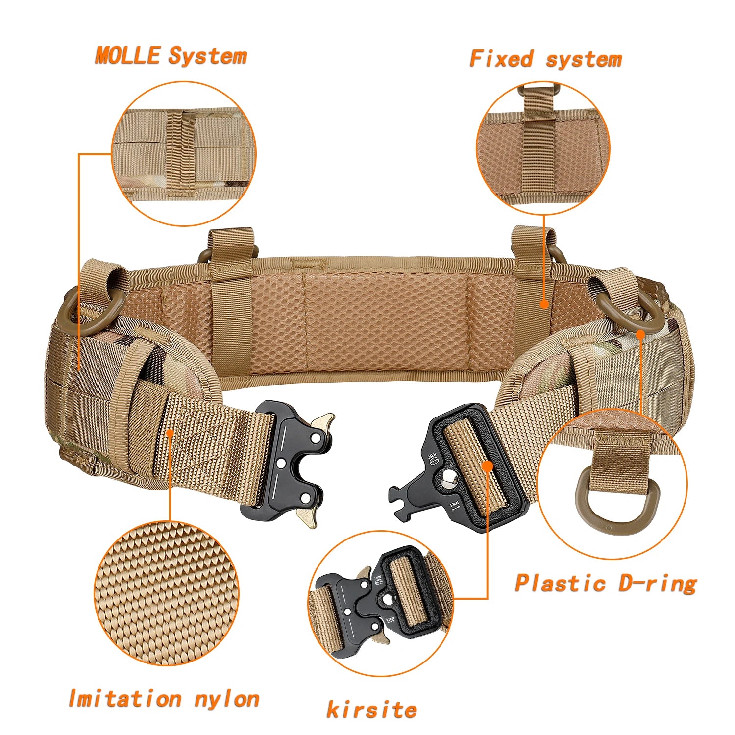 JSJM Tactical Belt Adjustable Belt Outdoor Work Men Belt Combat CS Hunting Paintball Padded Waist Belts Pocket