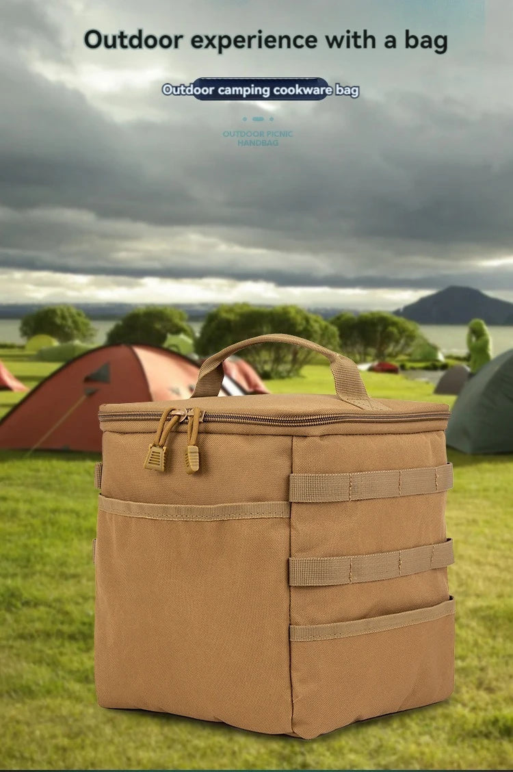 Outdoor Camping Storage Bag Large Capacity Ground Nail Tool Bag Gas Canister Picnic Cookware Utensils Kit Bag