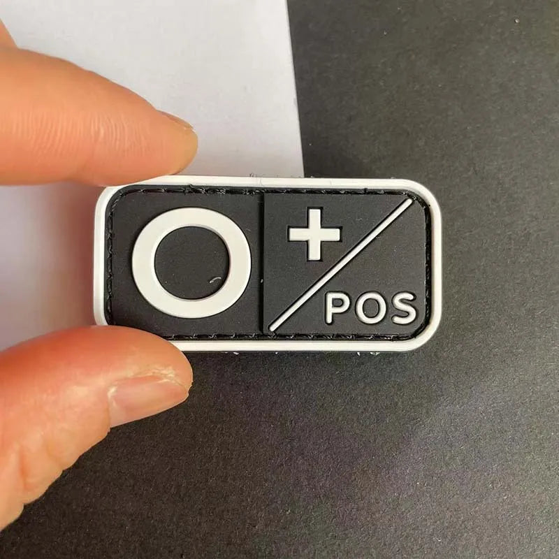 Small Patch with Hook,PVC Blood Type A B AB O POS NEG Emblemen,Patches Military Tactical Badges on Backpack,Outdoor Equipment