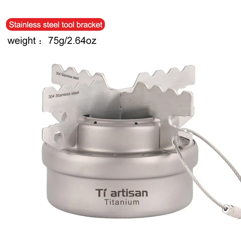 Tiartisan Titanium Ultralight Portable Mini Alcohol Stove Outdoor Camping Liquid/Solid Alcohol Pocket Stove With Cover/Stand