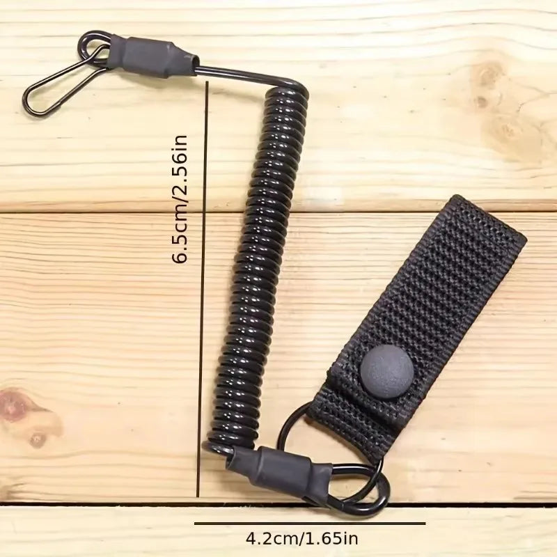 Elastic Lanyard Rope Tactical Anti-lost Spring Safety Strap Gun Rope For Key Ring Chain Flashlight Hunting Accessories