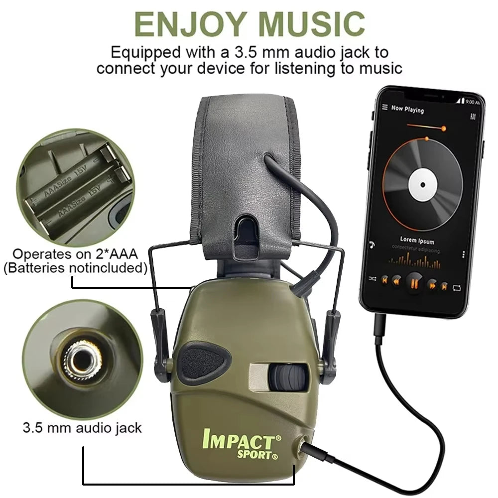 Outdoor Tactical Electronic Shooting Earmuff Gun Range Anti-noise Headset Impact Sound Amplification Hearing protector