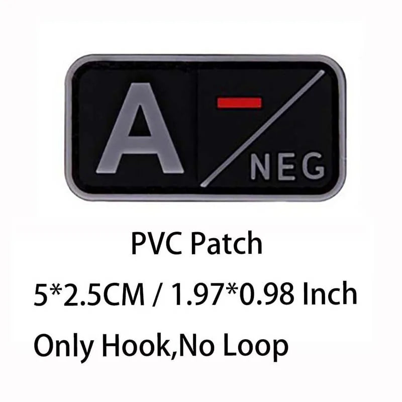 Small Patch with Hook,PVC Blood Type A B AB O POS NEG Emblemen,Patches Military Tactical Badges on Backpack,Outdoor Equipment