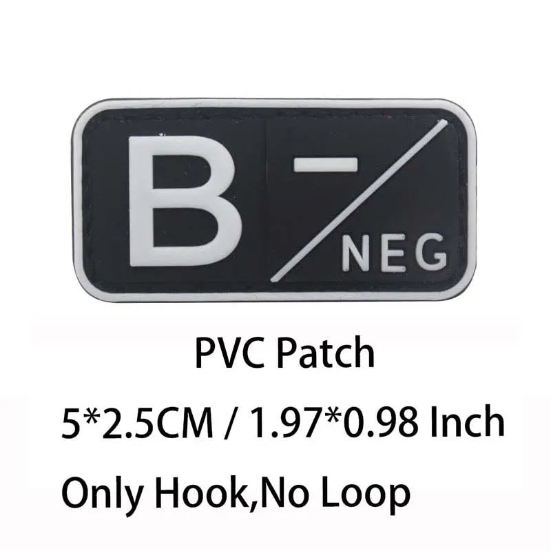 Small Patch with Hook,PVC Blood Type A B AB O POS NEG Emblemen,Patches Military Tactical Badges on Backpack,Outdoor Equipment