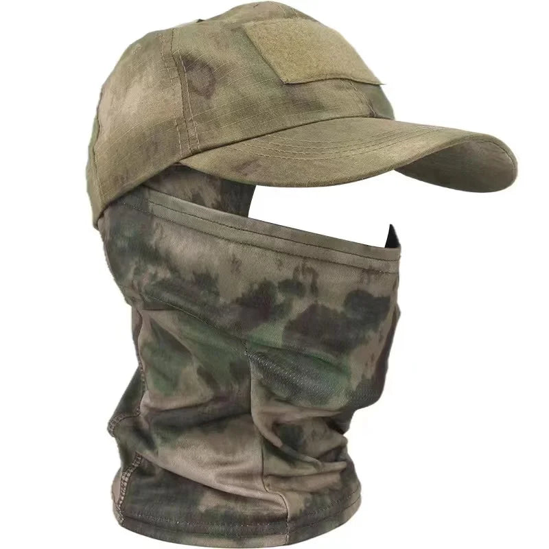 Camo Tactical Baseball Cap Outdoor Fishing Hiking Hunting Sports Caps Sunscreen Breathable Camouflage Balaclava Half Ski Mask