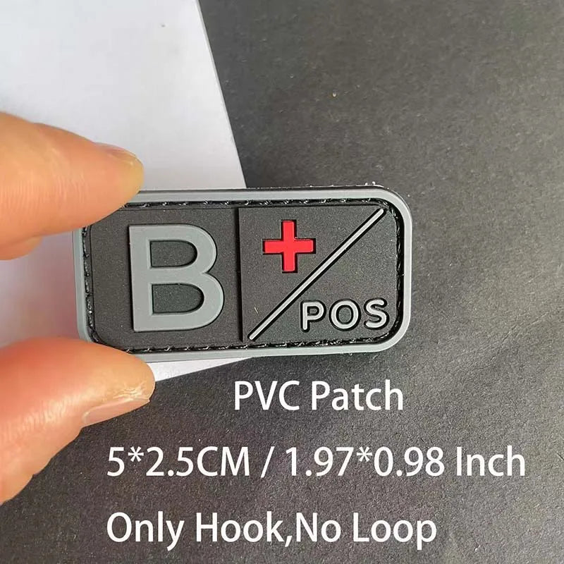 Small Patch with Hook,PVC Blood Type A B AB O POS NEG Emblemen,Patches Military Tactical Badges on Backpack,Outdoor Equipment