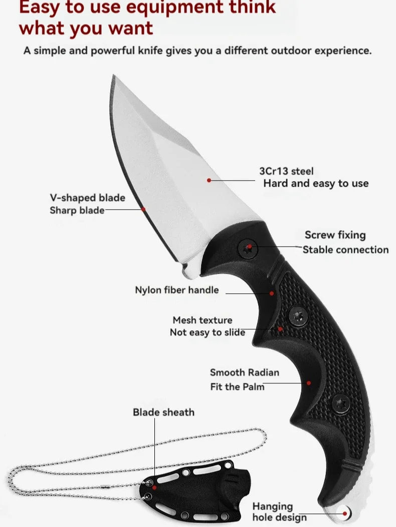 New EDC tool Outdoor wilderness survival knife multifunctional straight  knife non folding knife portable