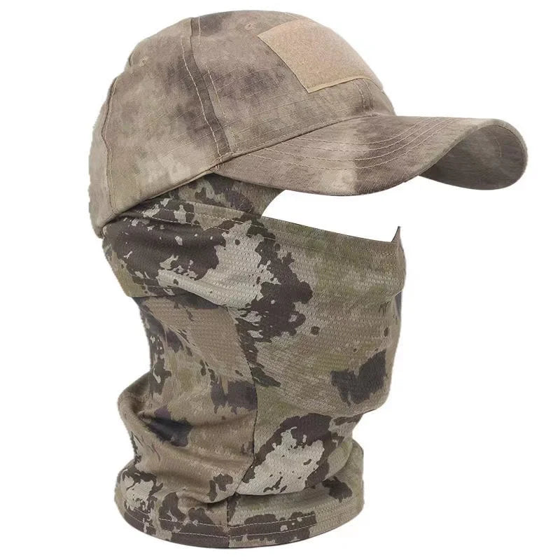 Camo Tactical Baseball Cap Outdoor Fishing Hiking Hunting Sports Caps Sunscreen Breathable Camouflage Balaclava Half Ski Mask