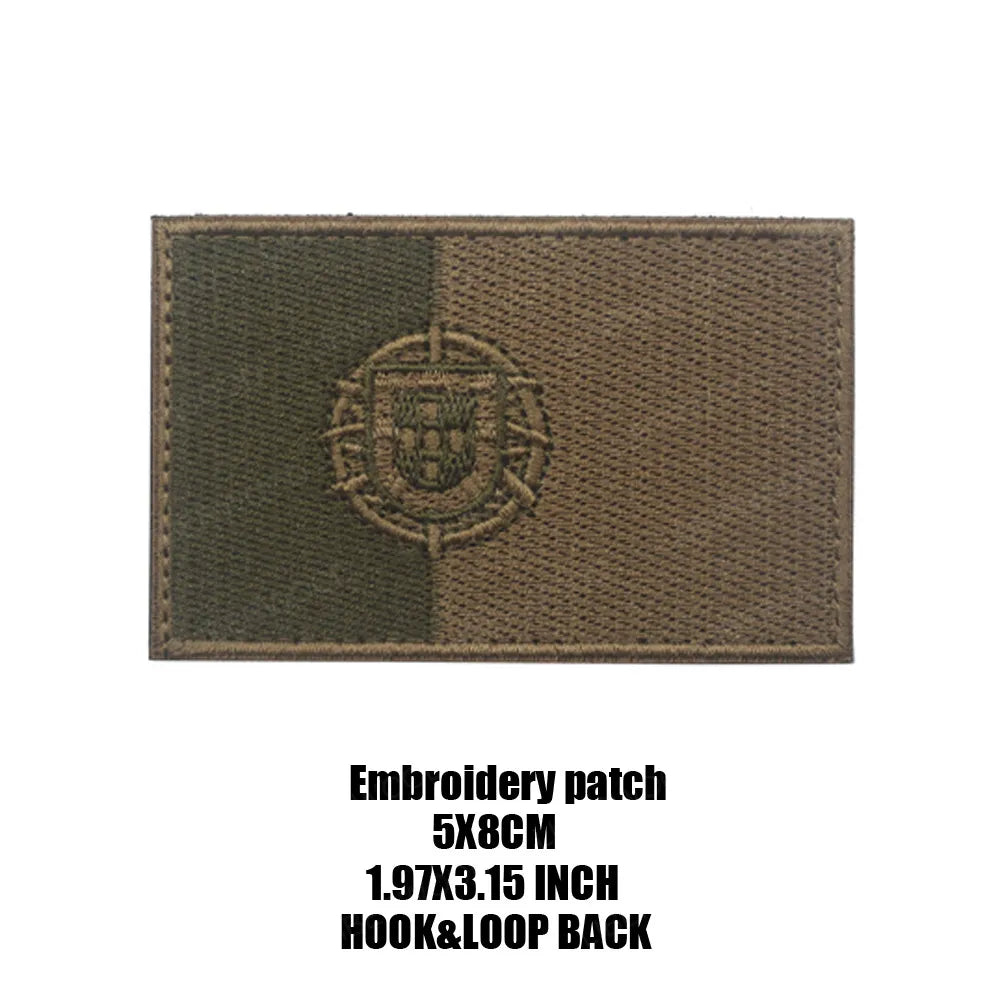 LIBERWOOD Portugal Flag PVC Rubber Embroidery Patch Blue Line Army Badge Tactical Emblem Backpack Applique