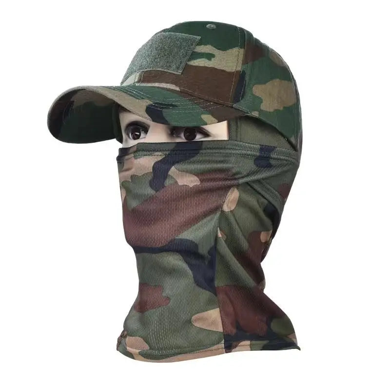Camo Tactical Baseball Cap Outdoor Fishing Hiking Hunting Sports Caps Sunscreen Breathable Camouflage Balaclava Half Ski Mask